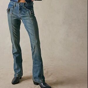Free People We the Free Love Stone Mid-Rise Bootcut Jeans in Aphrodisiac